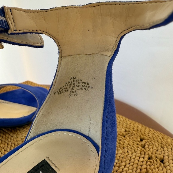 Nine West Royal Blue Suede Ankle Strap Heels Size 8 Kitten Heels - Picture 8 of 10